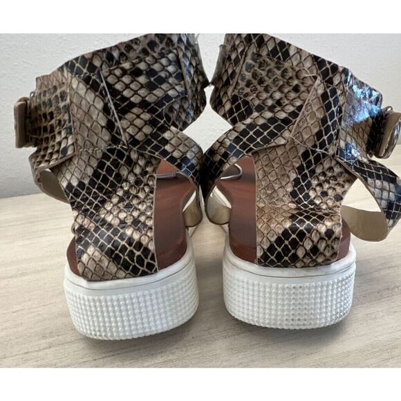 ALTAR’D STATE WOMENS Sz 7 TORRI SNAKE SKIN SLIP ON STRAPPY SANDALS NEW - Picture 7 of 8